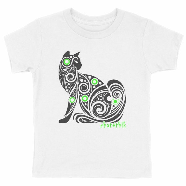 T-shirt chat enfant épais, grand motif